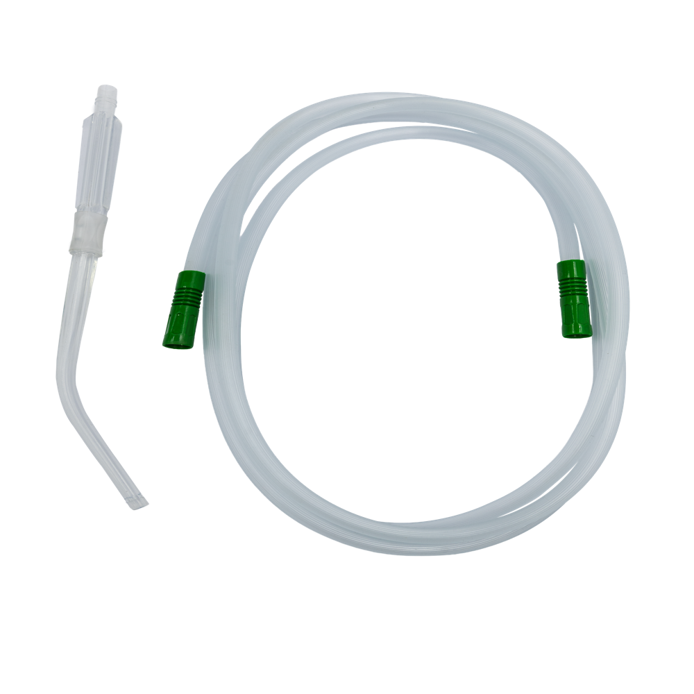 Yankauer Suction Set - Color: Transparent With Green Connectors