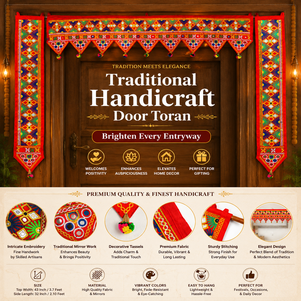 Krishna Handloom Decorative Bandarwal For Home Entrance F 16 - Color: Red