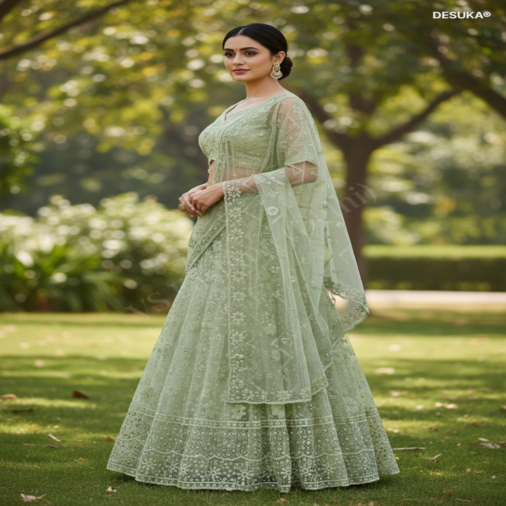 CTP-60006 Elegant Fish Style Crop Top Lehenga
