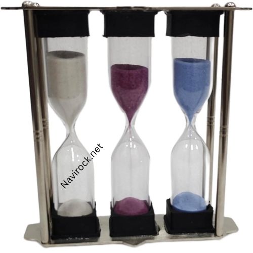 Vintage Tea time 3-4-5 Minute Aluminium Sand Glass Hourglass Timer
