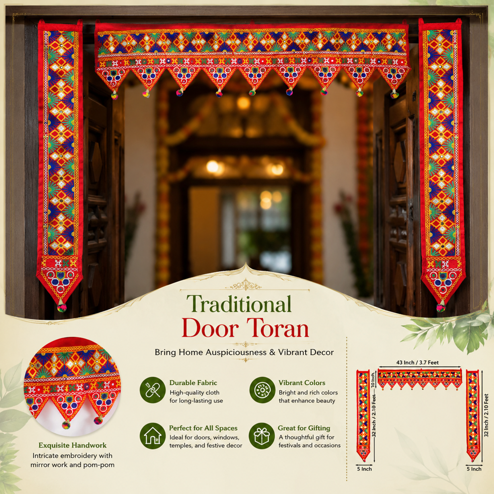 KRISHNA HANDLOOM L Shape Door Toran for Mandir Decor F 20