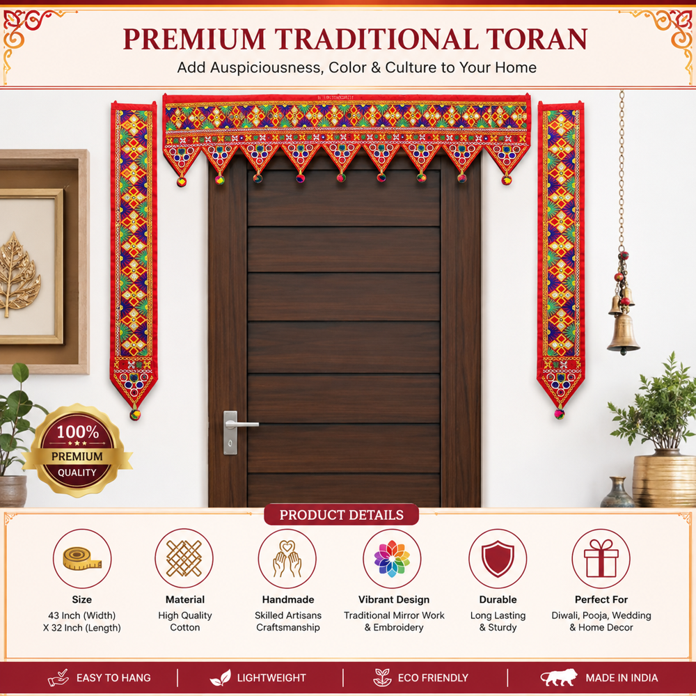 KRISHNA HANDLOOM Gujarati Toran for Mandir Decor F 21
