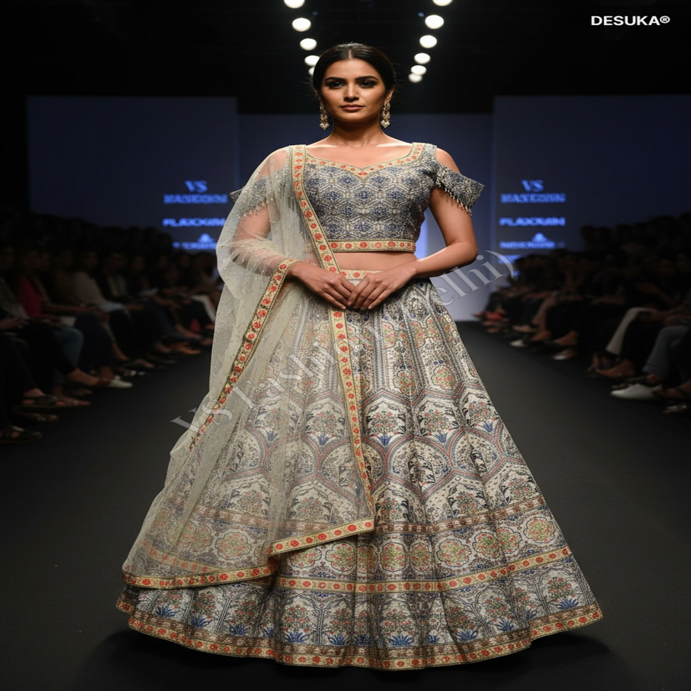 CTP-60009 Mughal Heritage Digital Print Lehenga