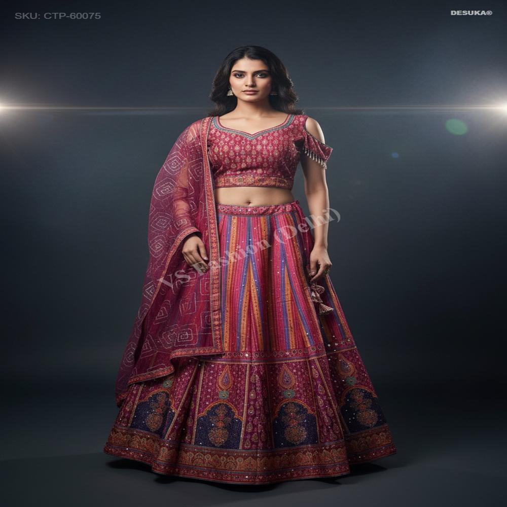 CTP-60075 Lehenga Choli with Geometric Dupatta
