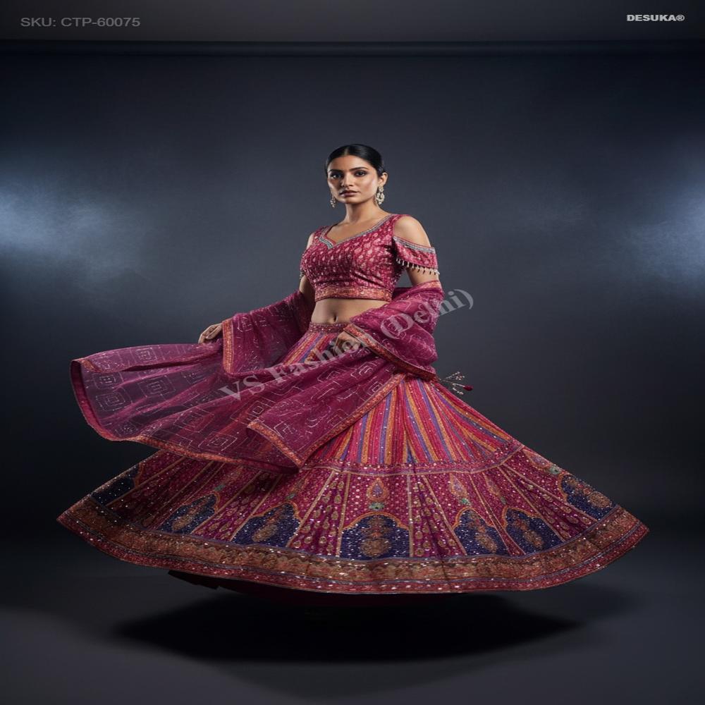 CTP-60075 Lehenga Choli with Geometric Dupatta