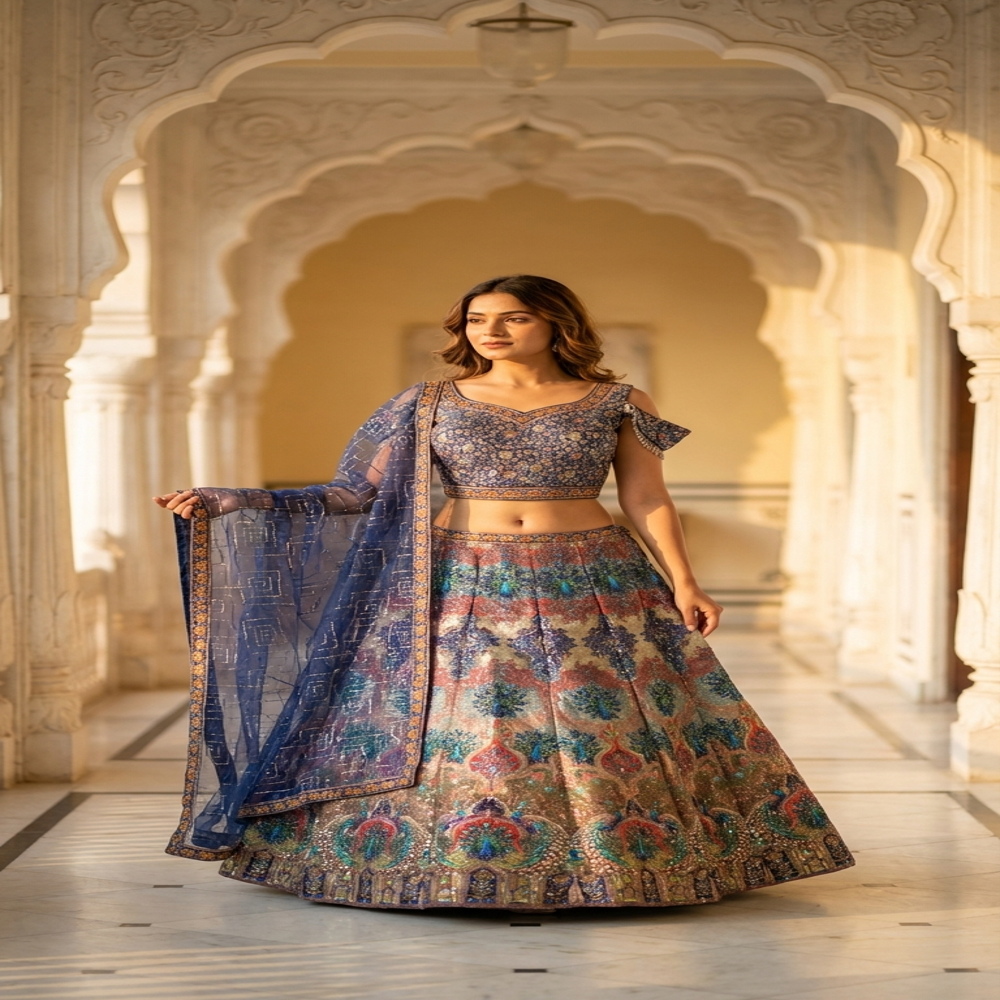 CTP-60096 Architectural Print Lehenga Choli Set
