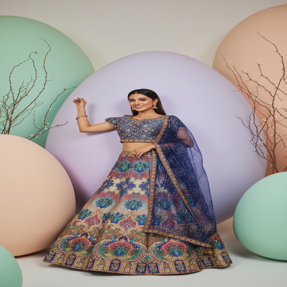 CTP-60096 Architectural Print Lehenga Choli Set