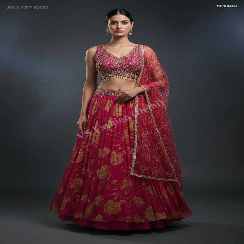 CTP-60062 Designer Aari Work Lehenga Choli Set