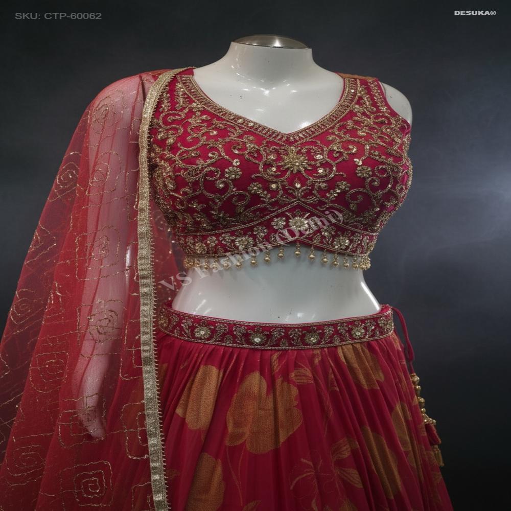 CTP-60062 Designer Aari Work Lehenga Choli Set