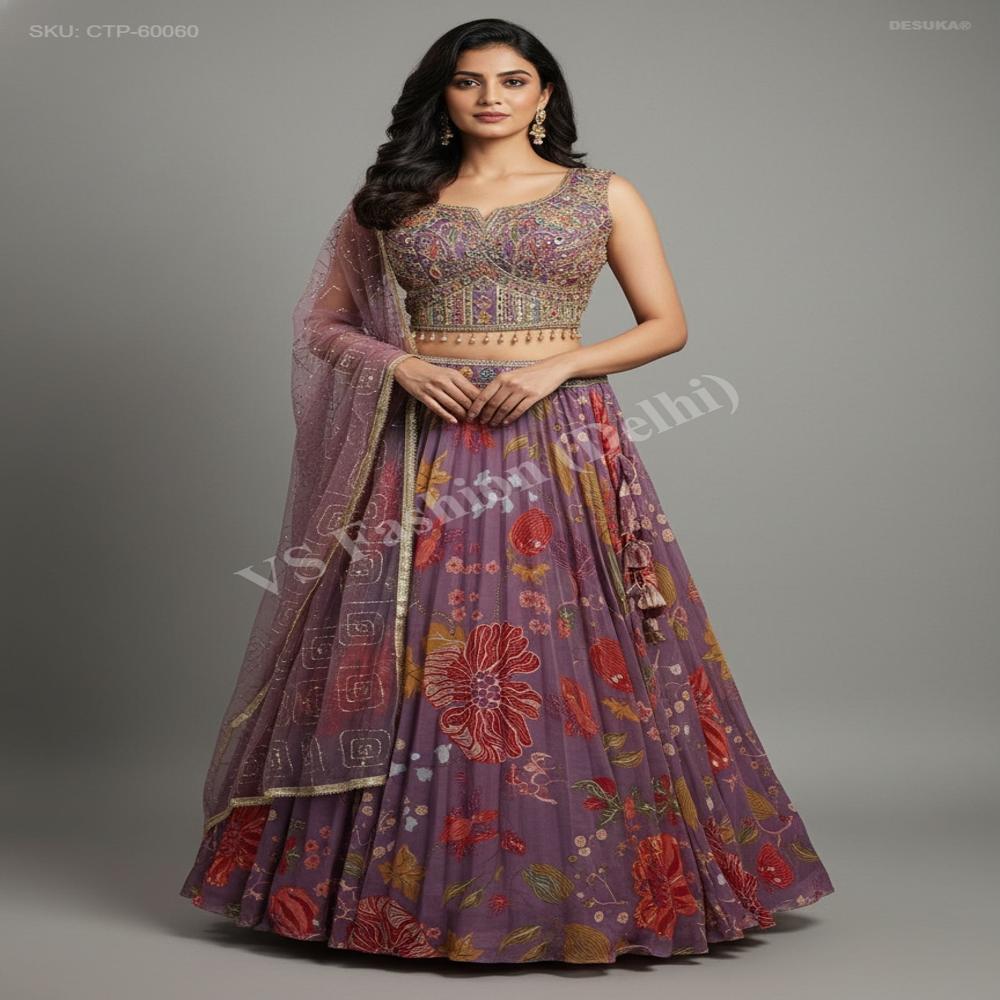 CTP-60060 Tabi Silk Lehenga with Net Dupatta