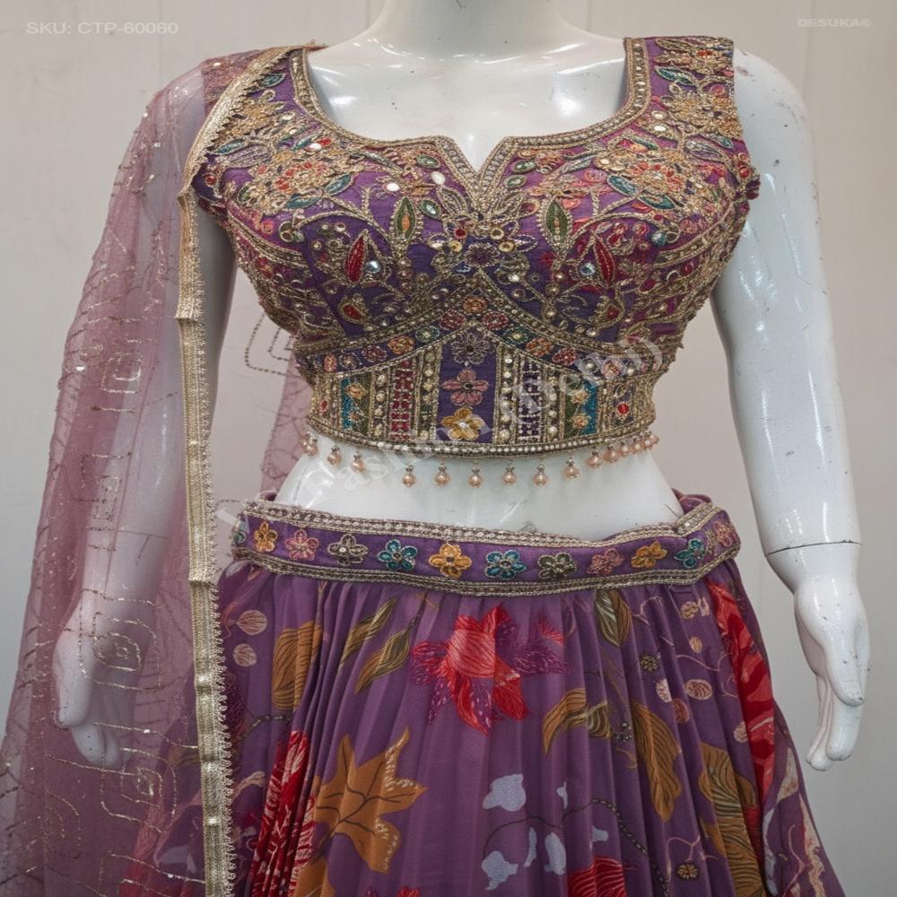 CTP-60060 Tabi Silk Lehenga with Net Dupatta