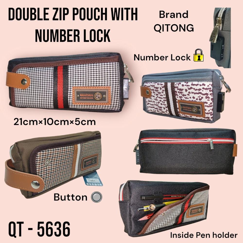 Double Zip Pouch With Number Lock - QT 5636