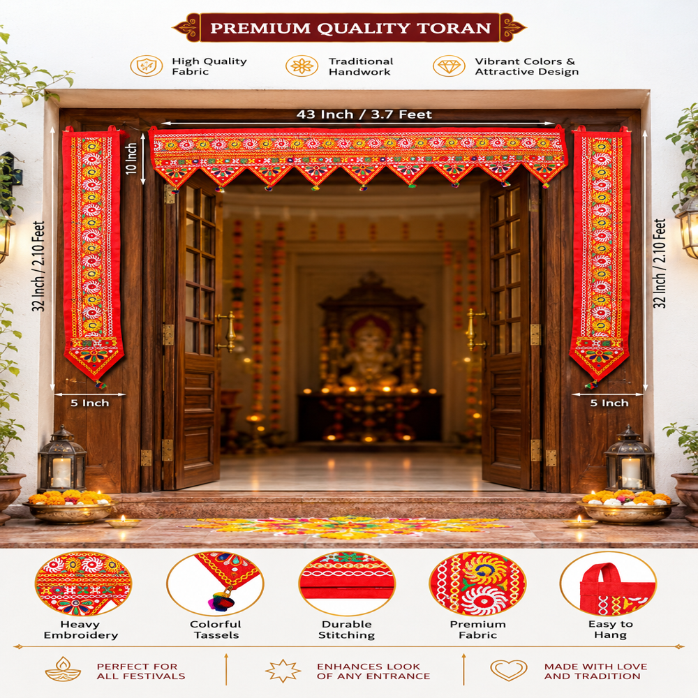 Krishna Handloom Decorative Bandarwal For Wedding Decoration G 8 - Color: Red