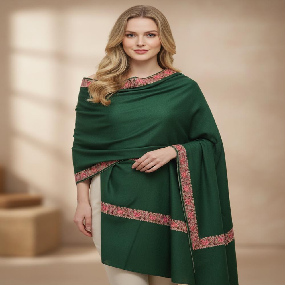 Pure wool embroidered Neam Dour shawl