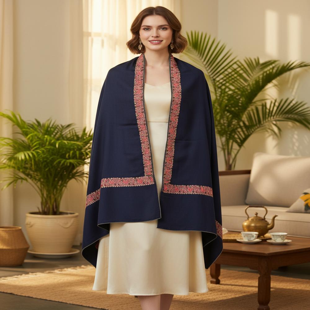 Pure wool embroidered Neam Dour shawl