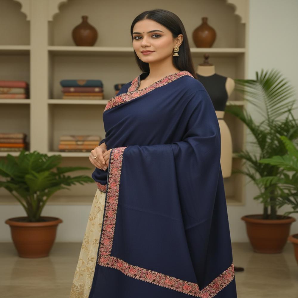 Pure wool embroidered Neam Dour shawl