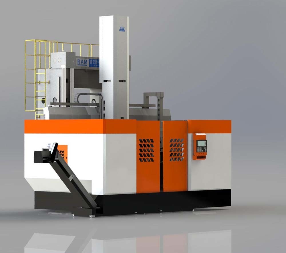 Vertical Turning Lathe - Cast Iron & Alloy Steel 3500x2600x3400 mm Red-Grey with Black Base | CNC Control Hydraulic Chuck High Precision Turning Auto Chip Conveyor