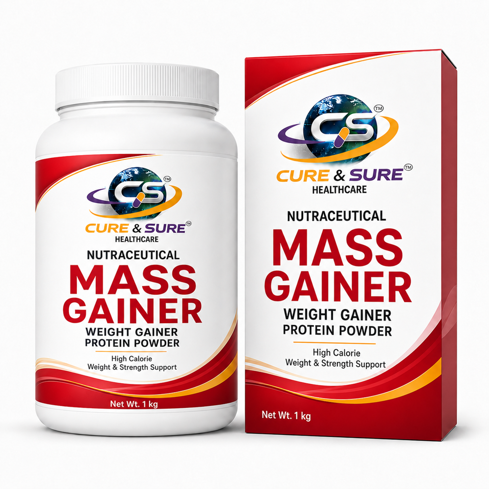 Nutraceutical Mass Gainer / Weight Gainer Protein Powder - 1 Kg White Powder, High Calorie Energy, Muscle Mass Support, Nutraceutical Supplement