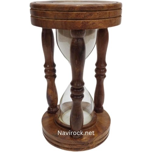 Antique Wooden Glass White Sand Timer