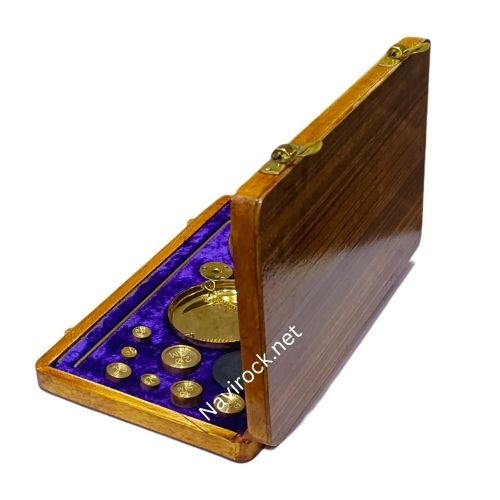 Vintage Antique Brass Jewelry Scale with Velvet Box