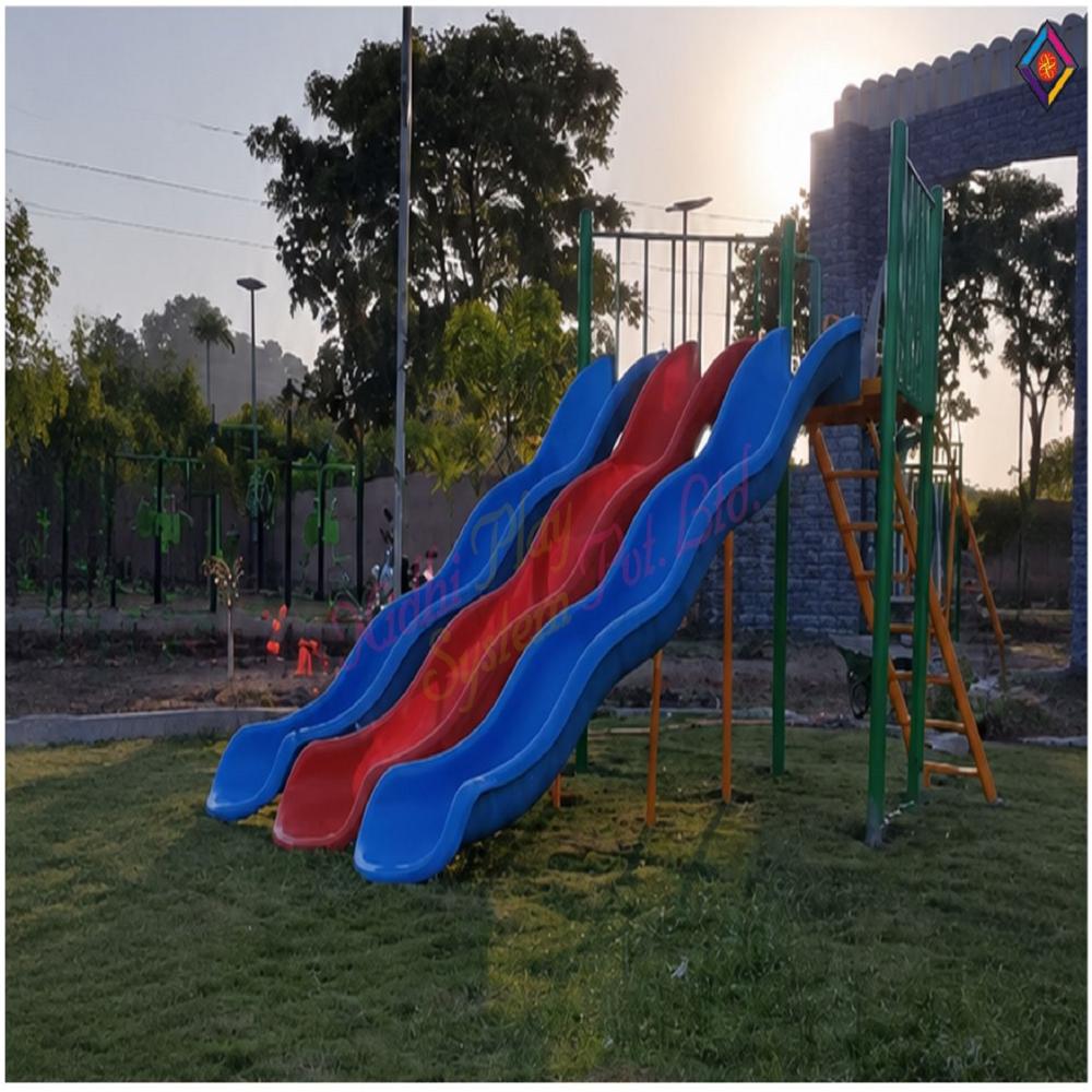 Outdoor Play Equipment Triple Wave Slide Combo