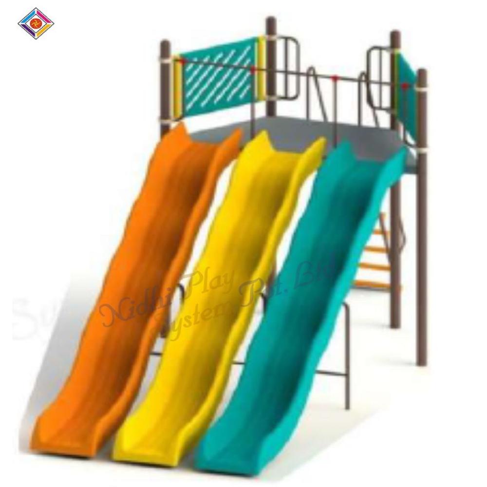 Outdoor Play Equipment Triple Wave Slide Combo