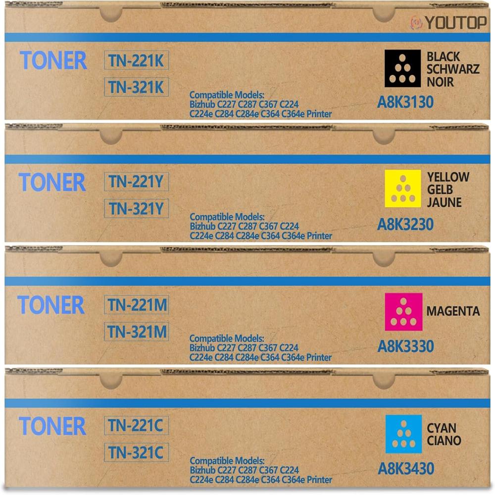 Sindoh TN 221 Toner cartridge Pack Of 4 For Use D300,D310,CM Series