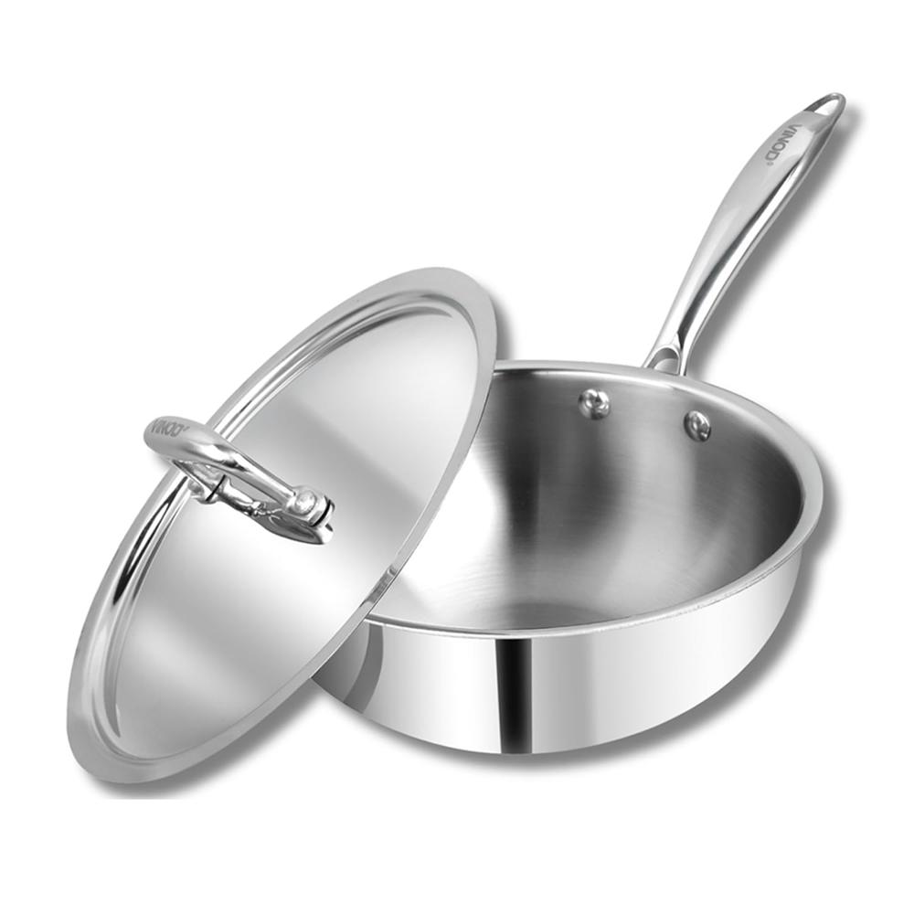 Platinum Triply Stainless Steel Deep Frying Pan with Lid