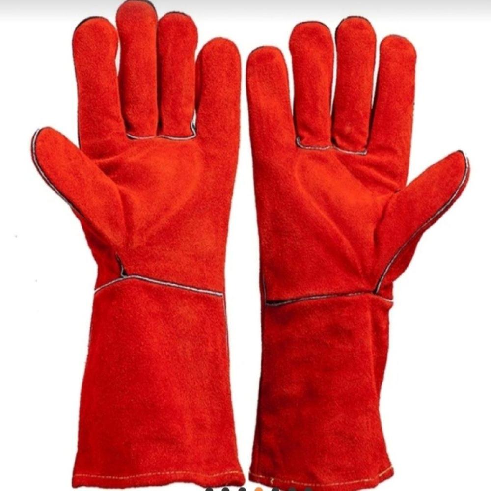 Red Winter Wedding Leather Gloves - Full Finger, 13" Length, Pure Latex | Skin Friendly, Tear Resistant, Durable Stitching, Ideal For Industrial Use