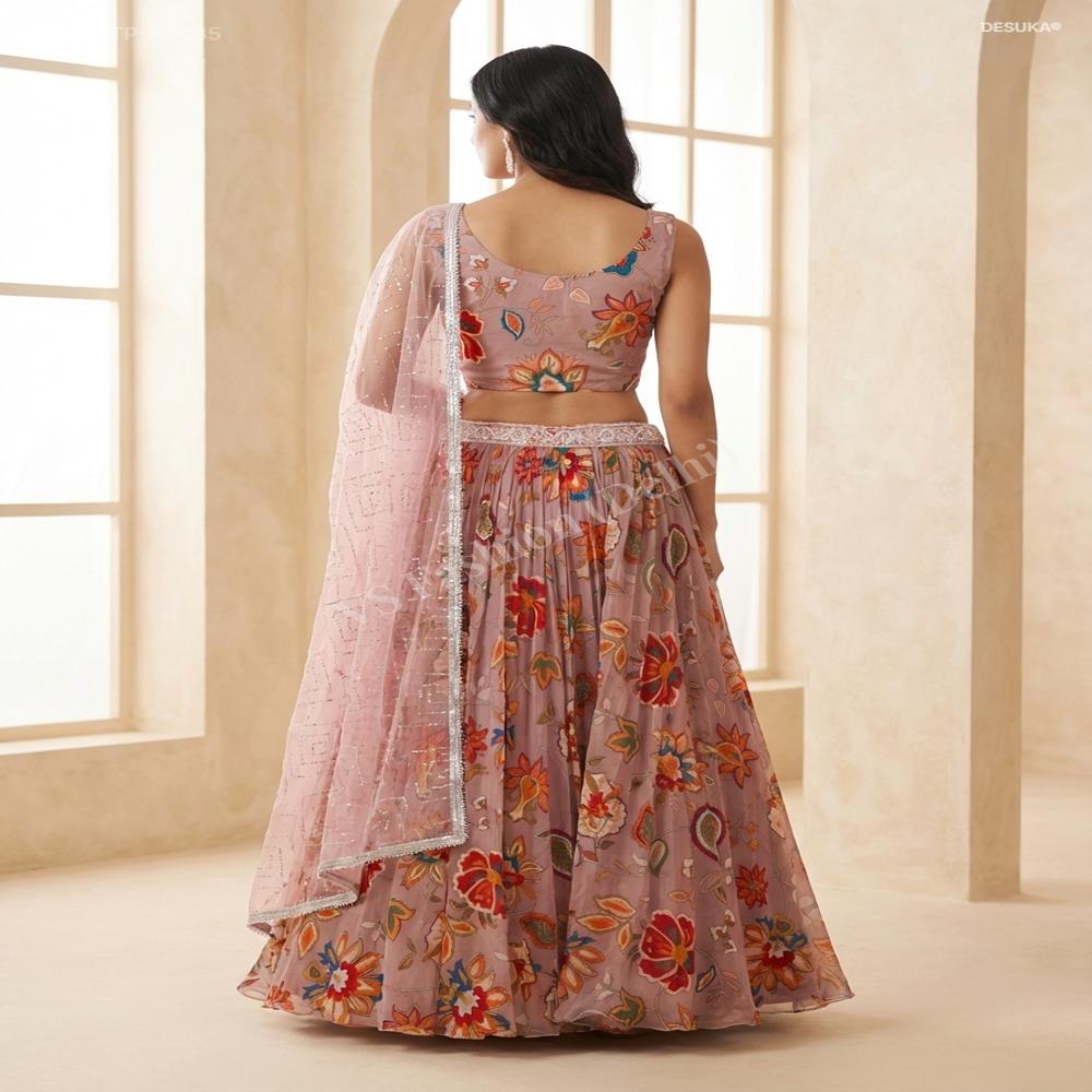 CTP-60035 Floral Tabby Silk Lehenga