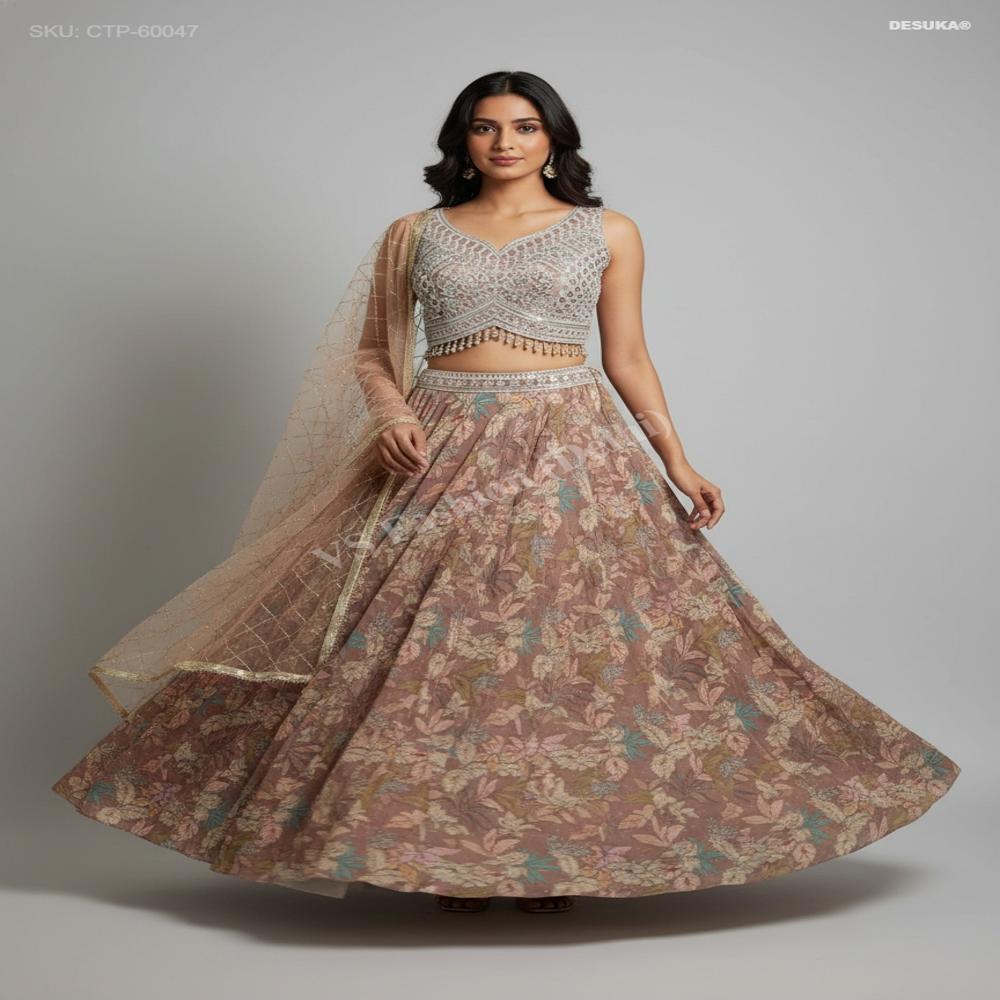 CTP-60047 Vintage Floral Lehenga Set