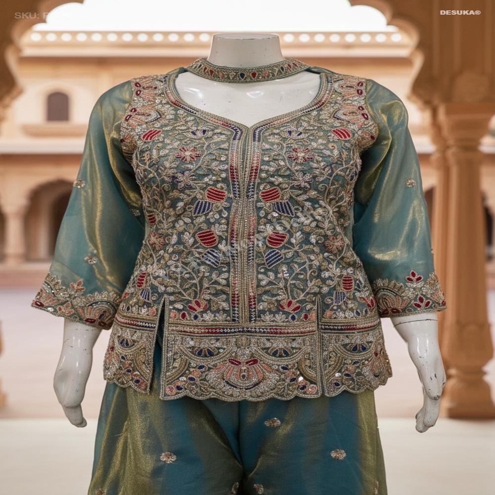 PL-20094 Peplum Palazzo Suit