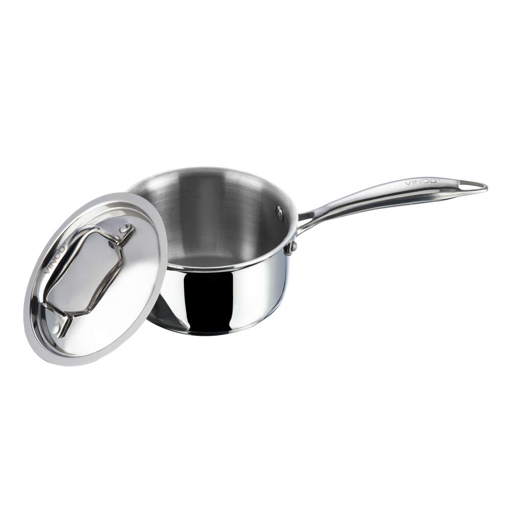 Platinum Triply Stainless Steel Saucepan With Lid - Capacity: 1.2 Ltr