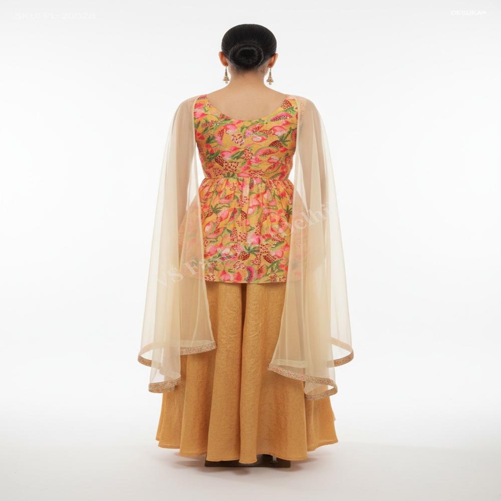 PL-20028 Chiffon Floral Peplum Palazzo