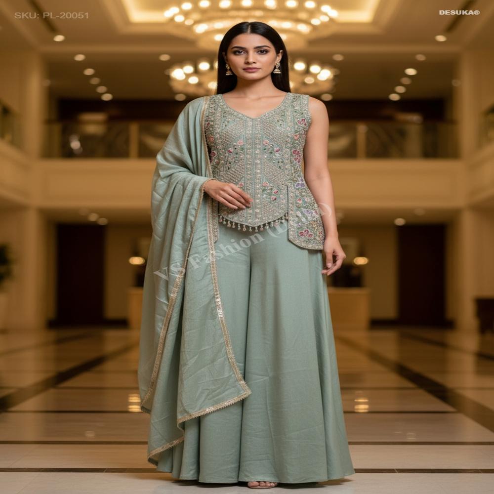 PL-20051 Peplum hand work Palazzo