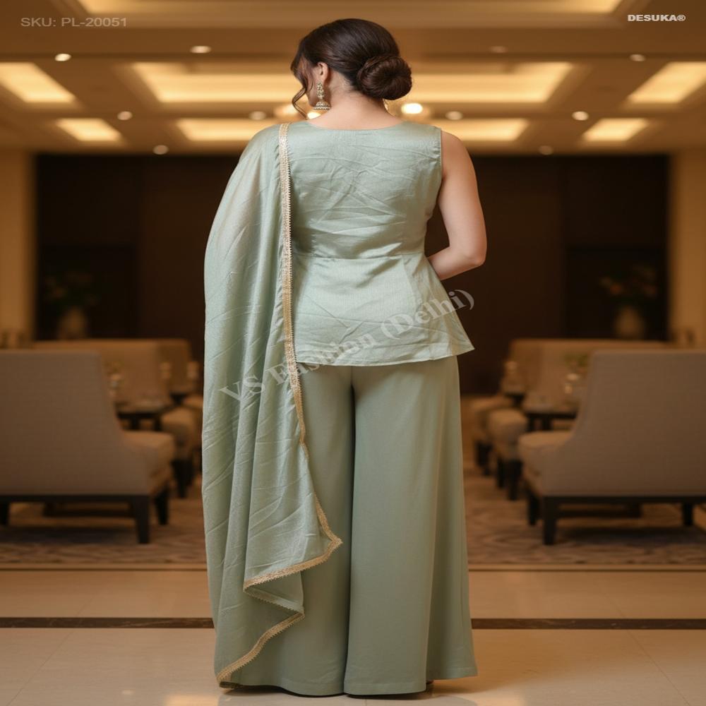 PL-20051 Peplum hand work Palazzo
