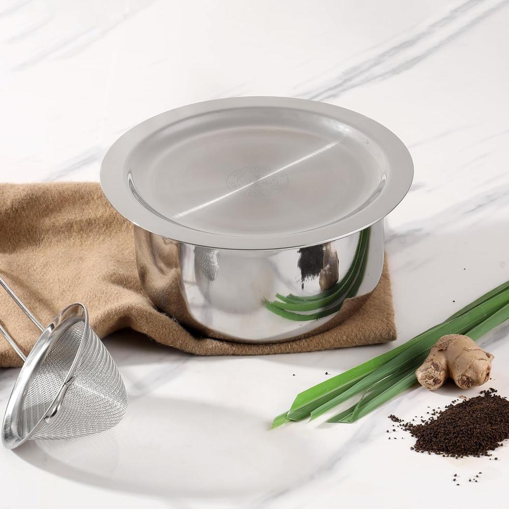 Vinod Platinum Triply Stainless Steel Tope with Lid - 1 Litre, 14 cm | Boiling Tope for Kitchen | Multipurpose Steel | Induction & Gas Base | 5 Year Warranty