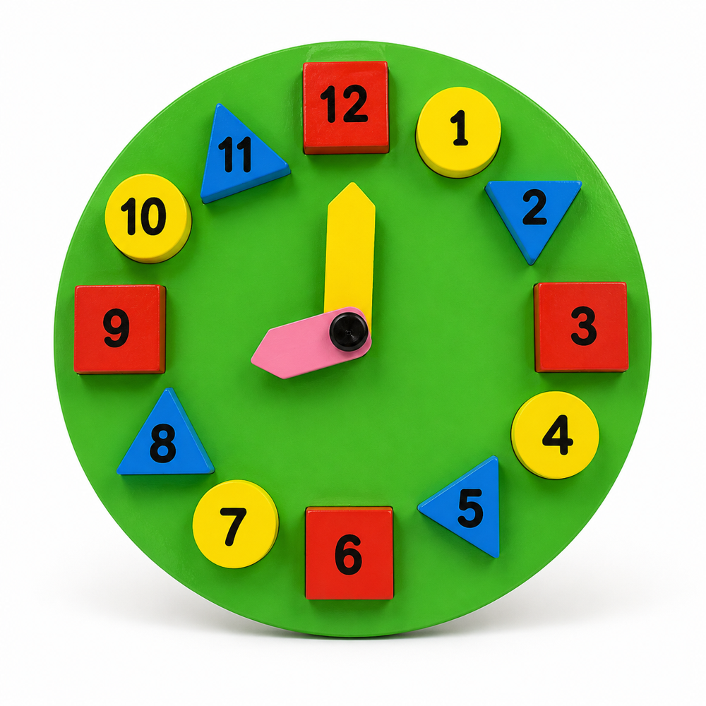 Clock Construction Game - Wooden Educational Toy For Kids Age 5-10 | Multicolour Design, Engaging Numeric Blocks For Learning Time Concepts