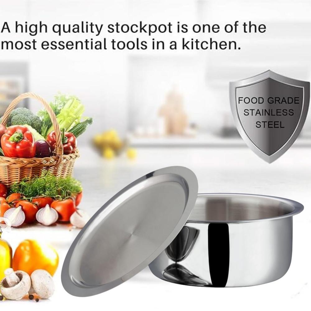 Vinod Platinum Triply Stainless Steel Tope with Stainless Steel Lid 2.5 litres Capacity (18 cm Diameter) - Silver (Induction and Gas Stove Friendly), 5 Years Warranty