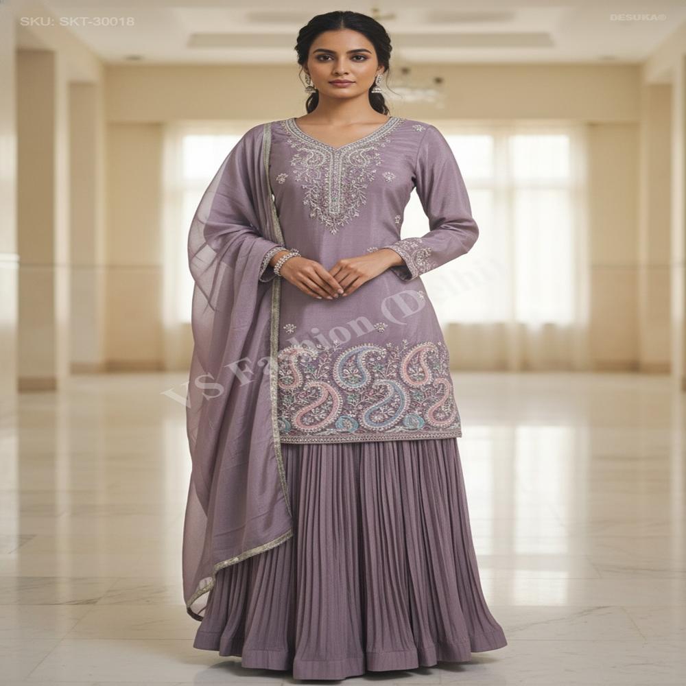 SKT-30018 Chiffon Kurta With Skirt 