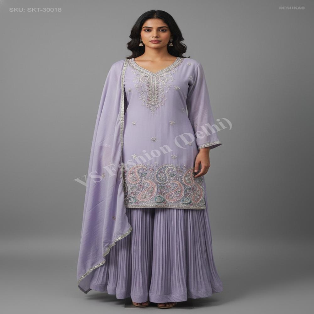 SKT-30018 Chiffon Kurta With Skirt 