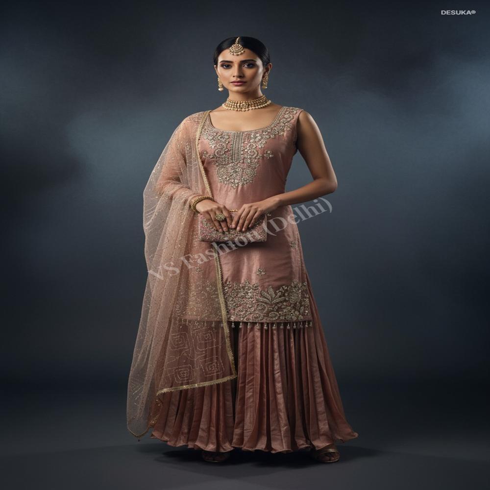 SKT- 30004 Kurta With Pleated Skirt 