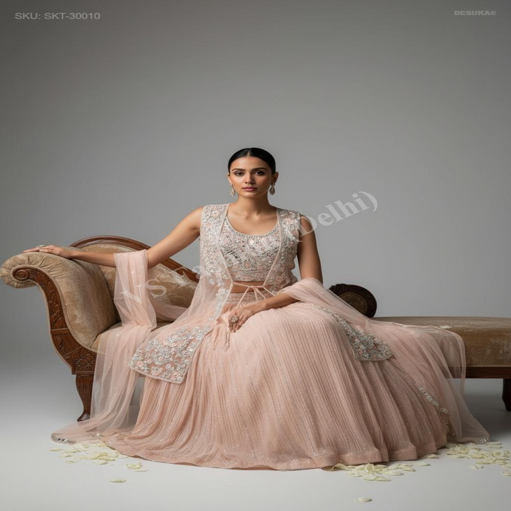 SKT-30010 Crushed Georgette Skirt Set