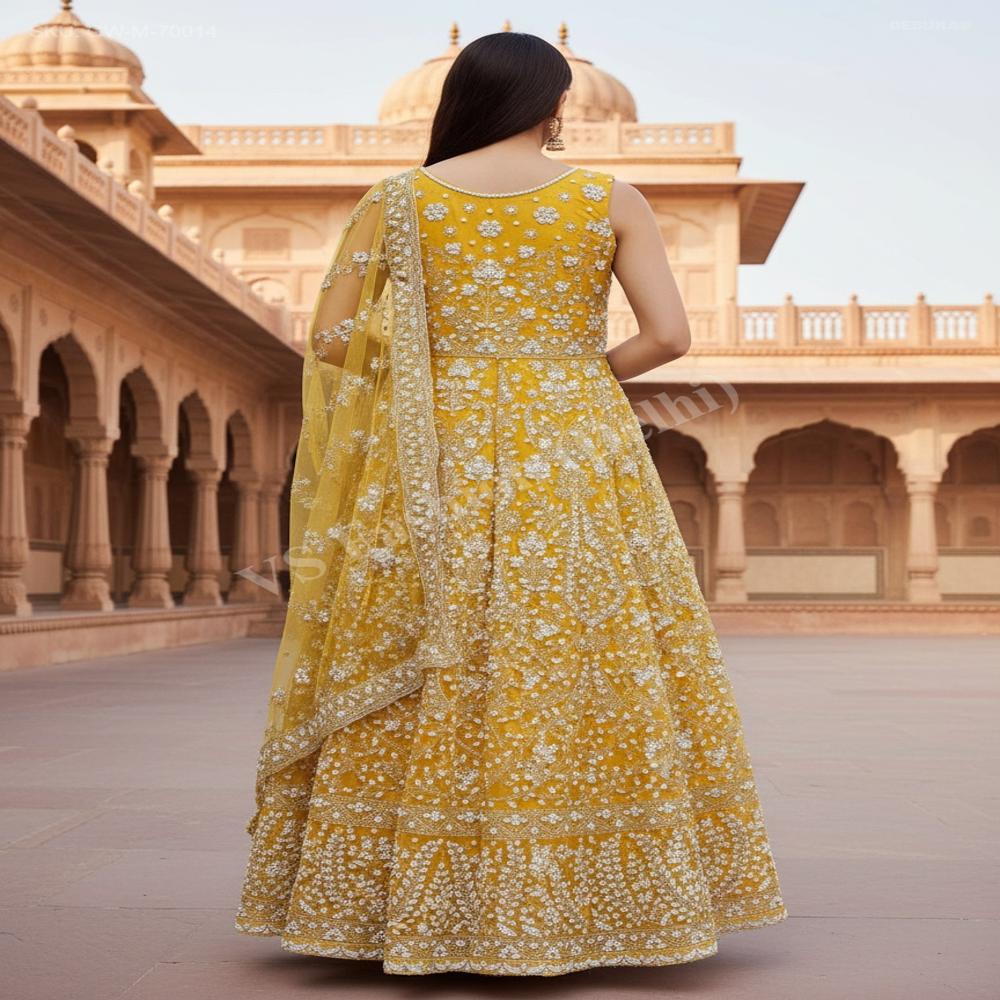 GW-70014 Bridal Net Anarkali Gown