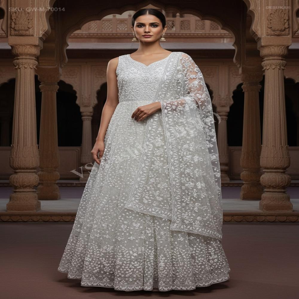 GW-70014 Bridal Net Anarkali Gown