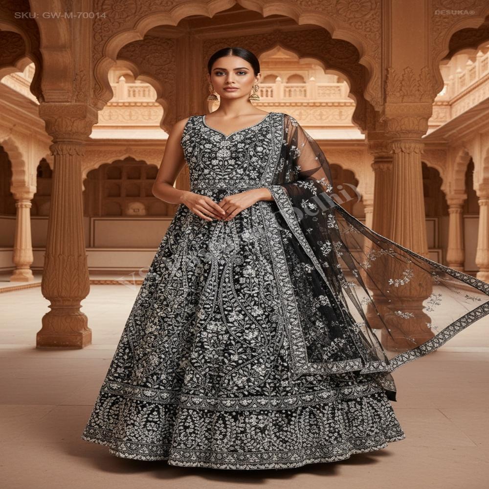 GW-70014 Bridal Net Anarkali Gown