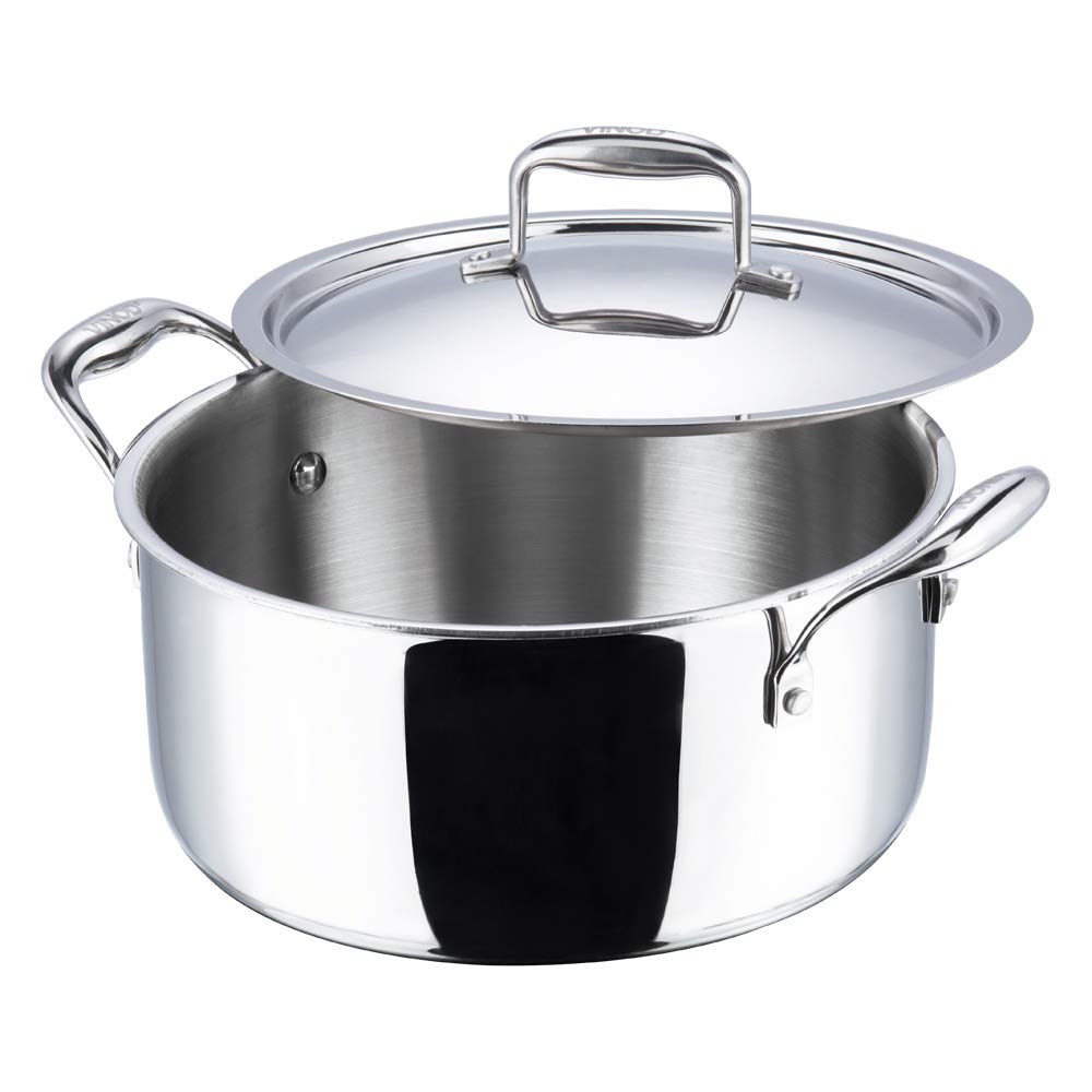 Vinod Platinum Triply Stainless Steel Saucepot with Lid