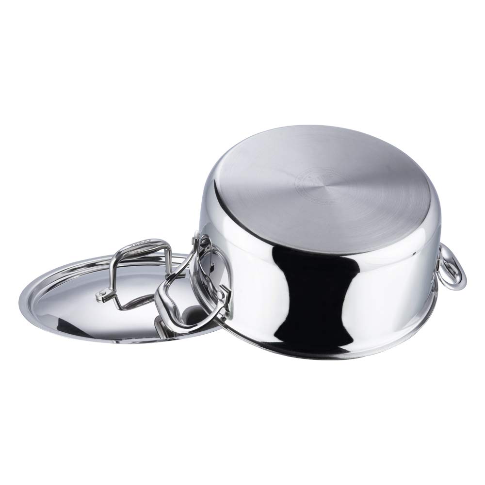 Vinod Platinum Triply Stainless Steel Saucepot with Lid - 2.2 Litre, 18 cm | 2.5mm Thick | SAS Bottom | Biryani Pot | Induction and Gas Base | 5 Year Warranty - Silver
