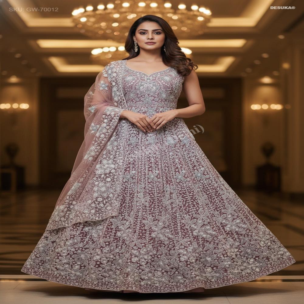 GW-70012 Premium Net Anarkali Gown
