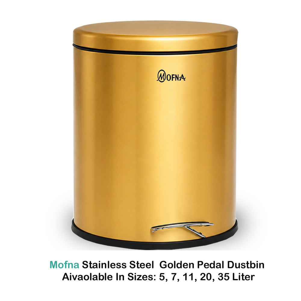 Stainless Steel Golden Pedal Dustbin 5 Liter